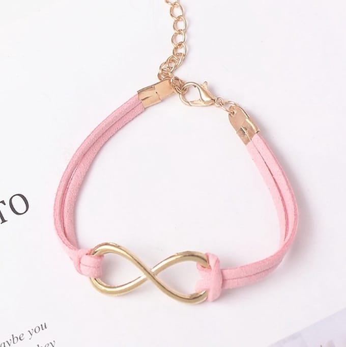 TVR-Wares® | Infinity armband roze touw | Klemsluiting | Verstelbare maat