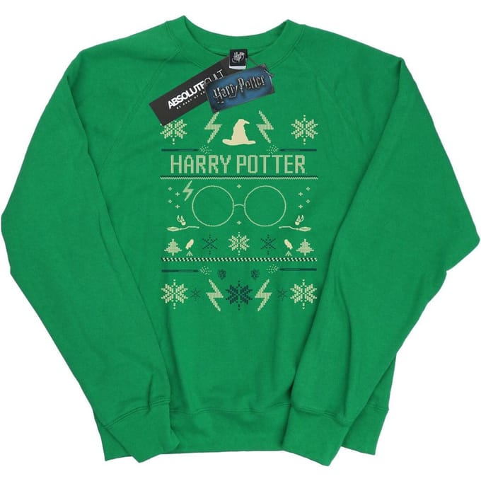 Harry Potter Dames/Dames Sweatshirt met Kerstpatroon (Iers Groen)