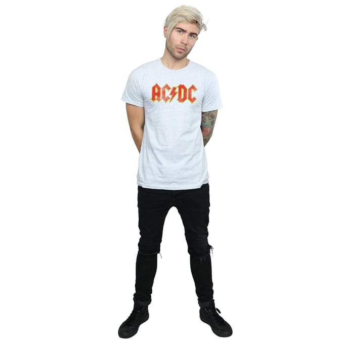 AC/DC Menselijk verweerd logo T-shirt (Sportgrijs)