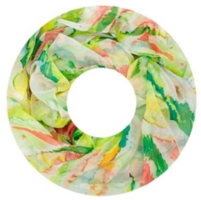 Dunne Colsjaal - Print - (25584#) - Groen/Ecru