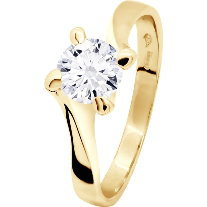 Solitaire Diamond 0,50 Cts 4 Claws Geel Goud 18 Karaat