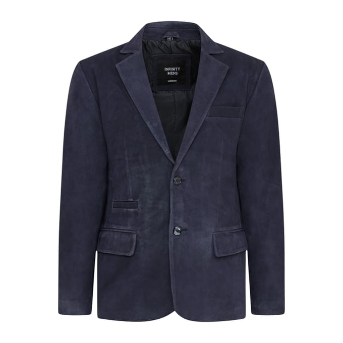 Mannen Italiaanse marineblauwe leren blazerjas met leren blazerjack - Aarau