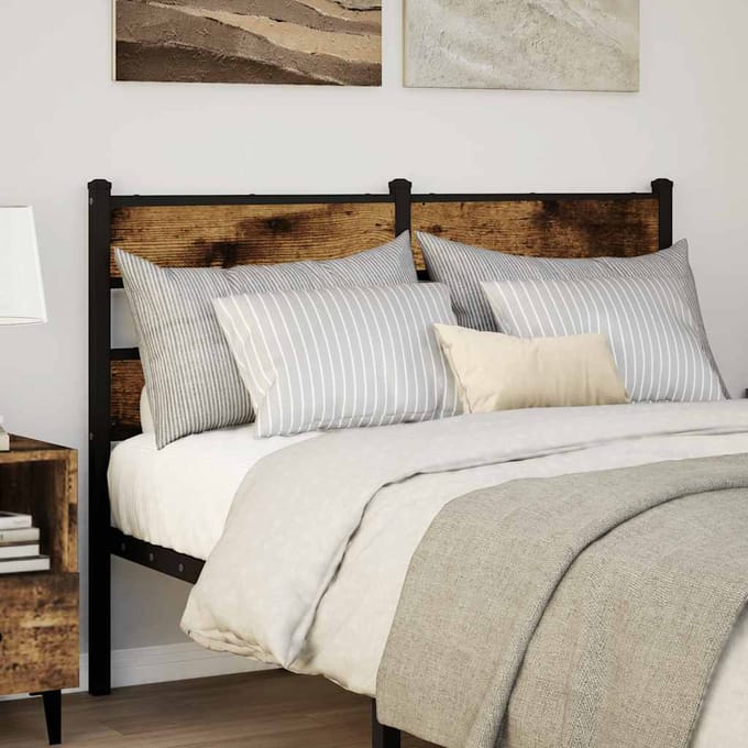 vidaXL - Vervangend - hoofdbord - 135 - cm - ijzer - en - gerookt - eikenkleurig