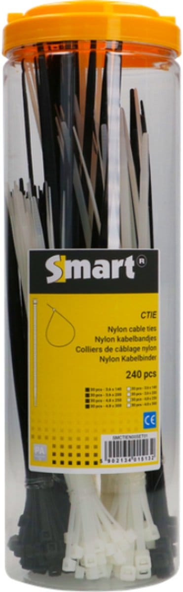 Tyraps Kabelband Set – Zwart & Wit, 240 stuks