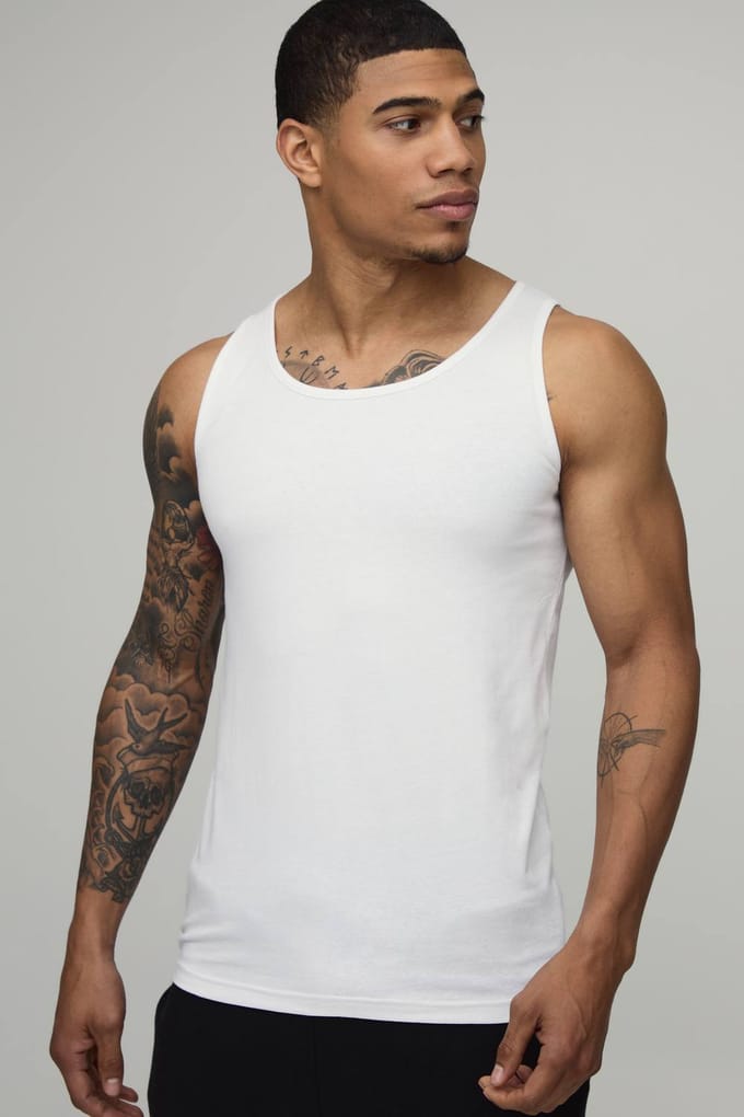 Essential Muscle Fit Vest | White | Size Small