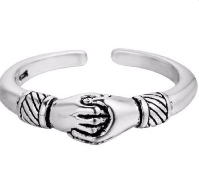 Ring- Tibetaans zilver- Handjes- Verstelbaar-Charme Bijoux