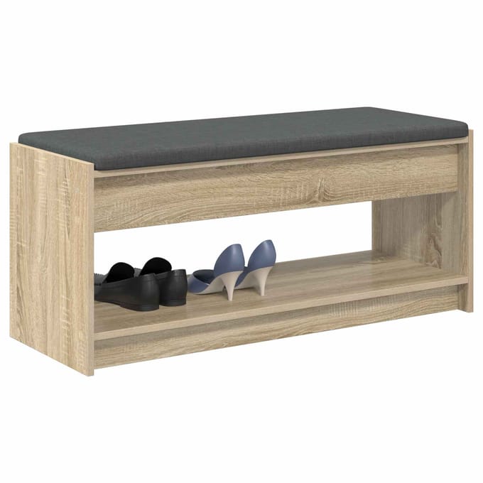 vidaXL - Hallenbank - Sonoma - Eik - 103 - x - 38 - x - 45 - cm - Geengineerd - Hout - en - Stof