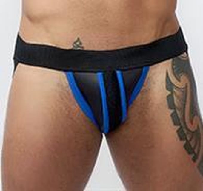 Mister b neoprene jockstrap black blue s