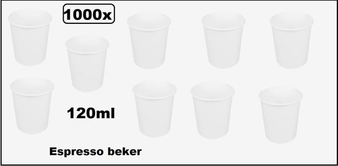 1000x Koffiebeker karton wit 120ml + dobbelsteen - Espresso Koffie thee chocomel soep drank water beker karton