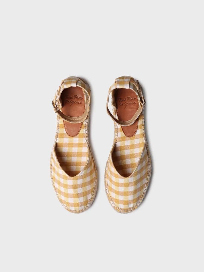 Platte espadrilles voor dames met ruitjesprint | NURI-VH