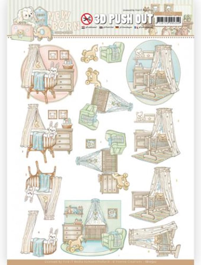 Baby Cradle - Newborn 3D Push Out Sheet by Yvonne Creations