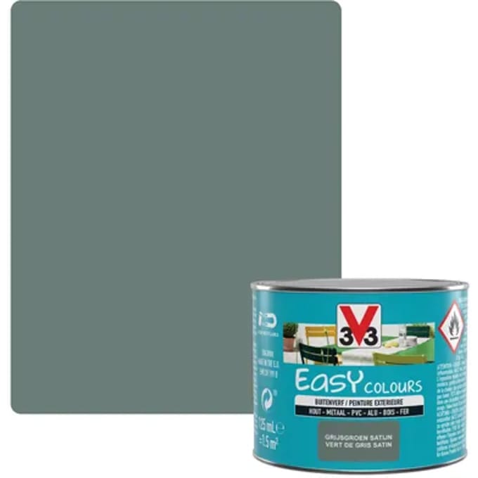 V33 Decoratieve Verf Easy Colours - Grijsgroen - Zijdeglans 0.125l