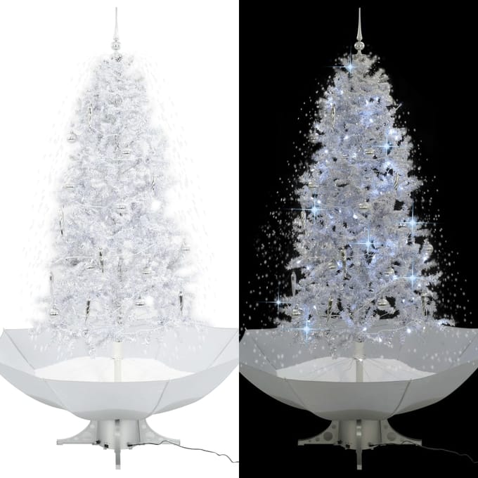 vidaXL - Kerstboom - sneeuwend - met - paraplubasis - 190 - cm - wit