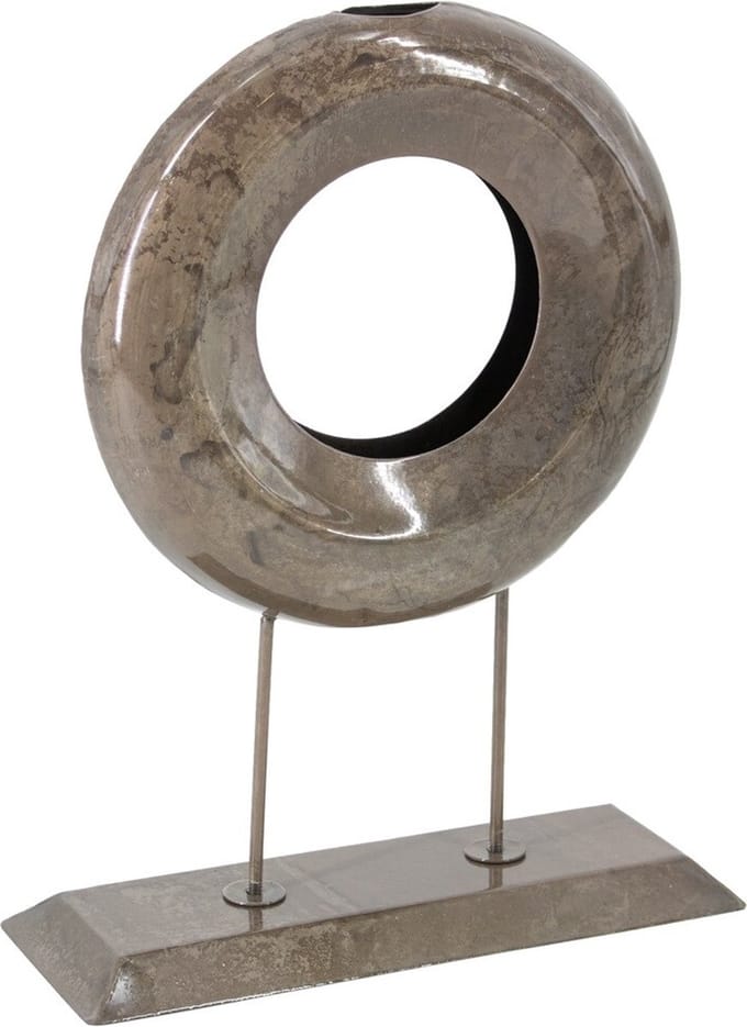 Metalen ornament donut pink stone