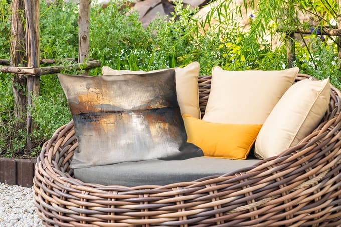 Buitenkussens - Tuin - Abstract - Modern - Beige - Aesthetic - Goud - 50x30 cm