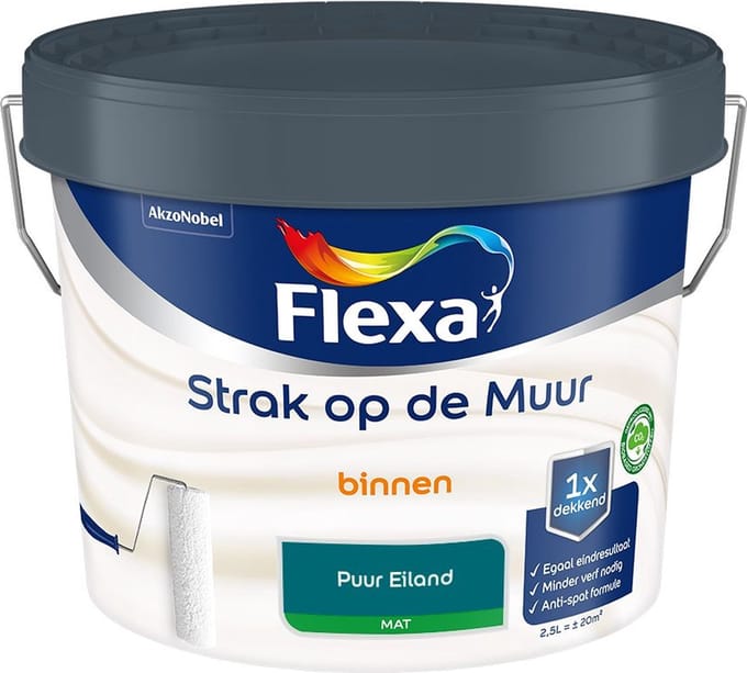 Flexa - Strak Op De Muur Binnen Mat - Puur Eiland - Mengverf - 2,5 L