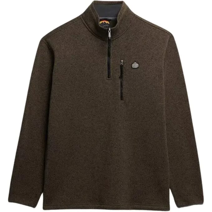 Superdry Half Zip Pullover Fleece Olive - Maat XXL - Heren - Quarter zip