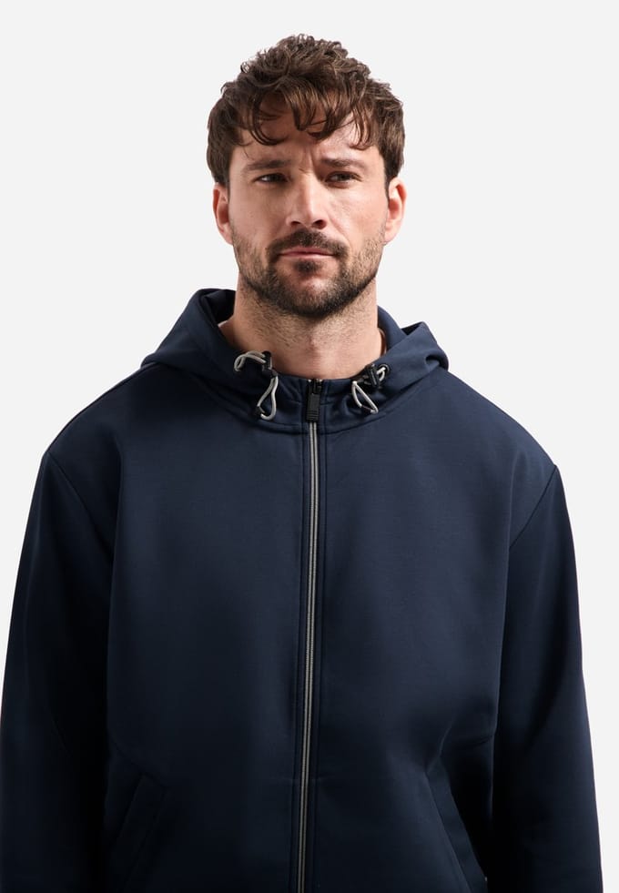 No Excess Sweater full zipper hooded interloc night