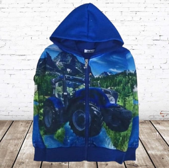 Vest met blauwe trekker h098 -s&C-98/104-Jongens vest