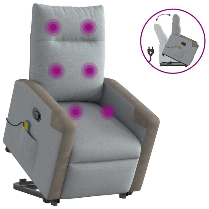 vidaXL - Sta-op-massagestoel - verstelbaar - stof - lichtgrijs