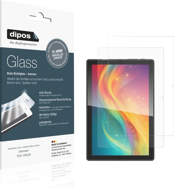 dipos – 2x Matte Pantserfolie geschikt voor Denver TIO-10525 | 9H Screenprotector
