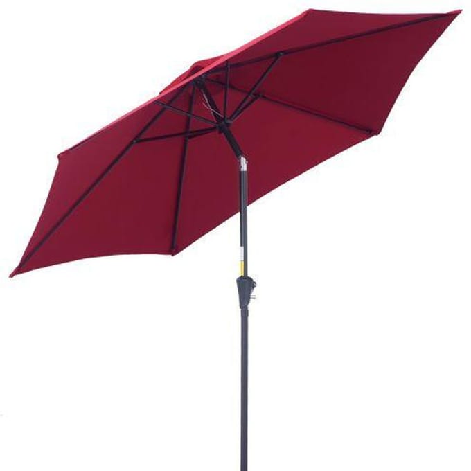 Parasol de marché - MUVOE - Ø 2,6 m - Aluminium - Polyester 180 g/m² - Résistant aux intempéries rouge