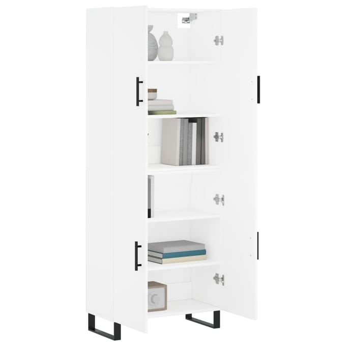 vidaXL - Hoge - kast - 69,5x34x180 - cm - bewerkt - hout - wit