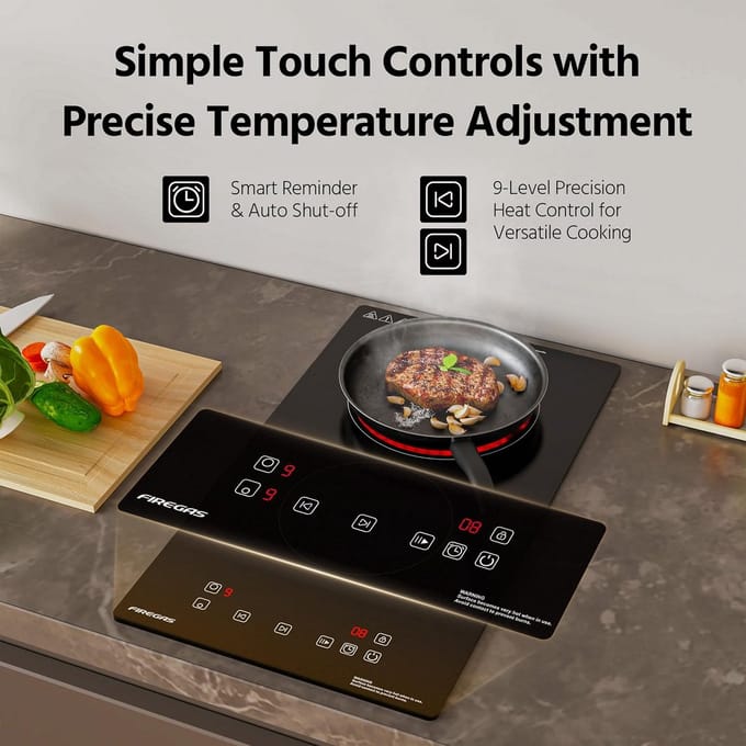 Inbouw Keramische Kookplaat 3000W - 2 Zones - Sensor Touch - Timer & Kinderbeveiliging