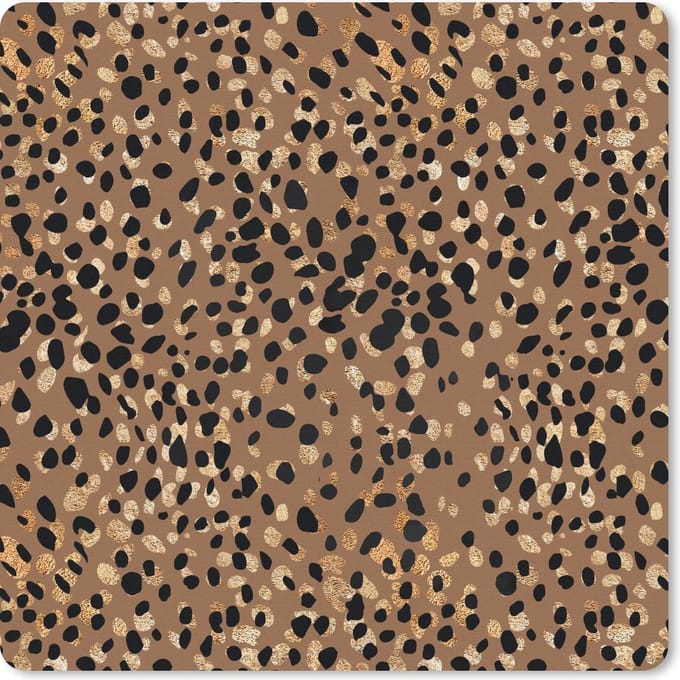 Muismat 20x20 cm - Mousepad Luipaard - Dierenprint - Goud - Muismatten