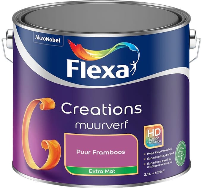 Flexa - Creations Muurverf Extra Mat - Puur Framboos - Mengverf - 2,5 L