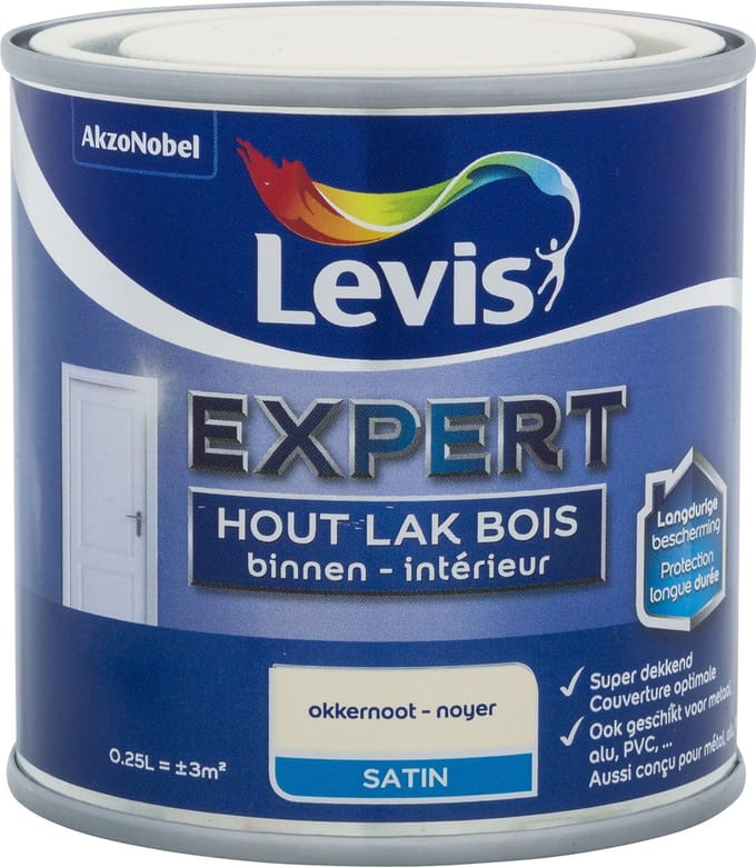 Levis Expert Hout Lak Binnen Satin - Okkernoot - 0,25 L