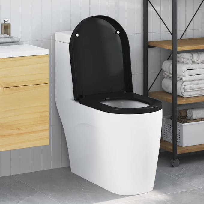 vidaXL - Toiletbril - Verstelbaar - Zwart - 48 - x - 36,5 - x - 4,5 - cm - Polypropyleen
