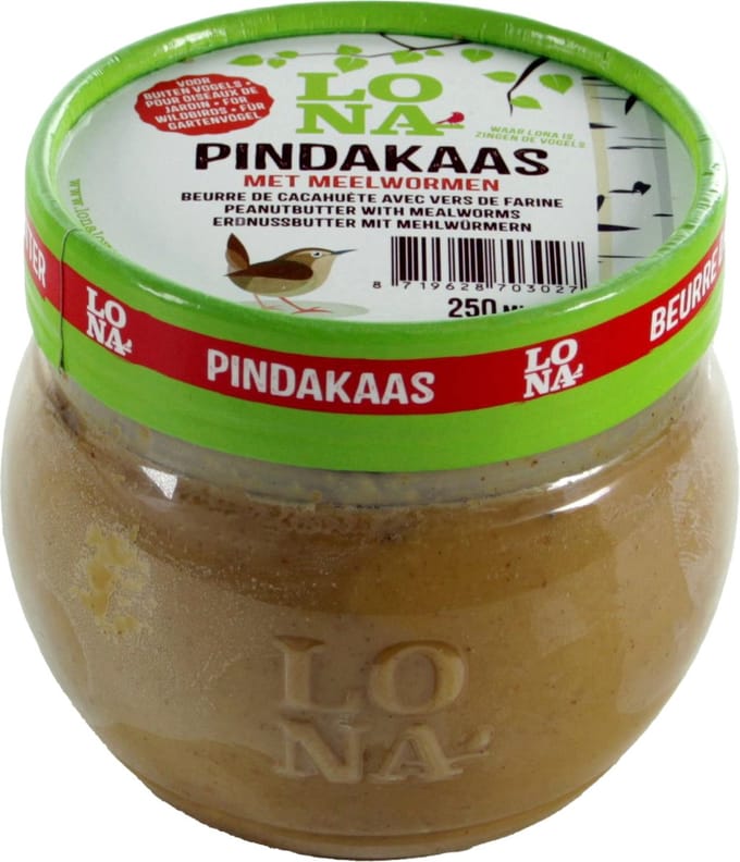 Lona Pindakaas Met Meelwormen - Vogelvoer - 250 ml