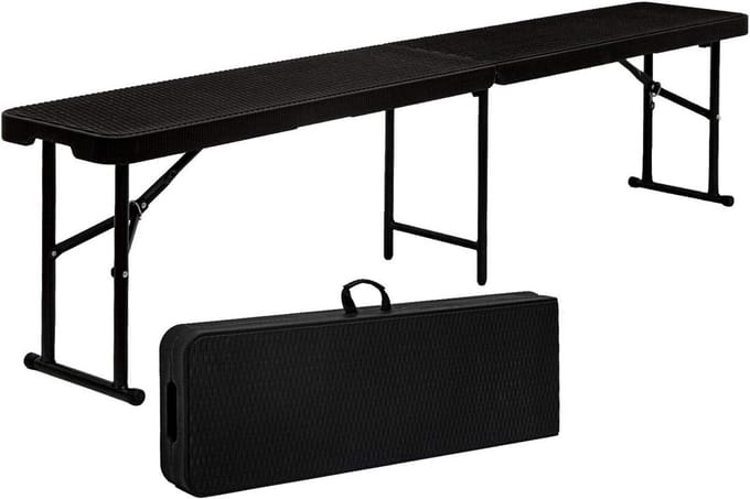 Weerbestendige Inklapbare Bierbank voor Tuin - Rotan Look - 184x30x43 cm