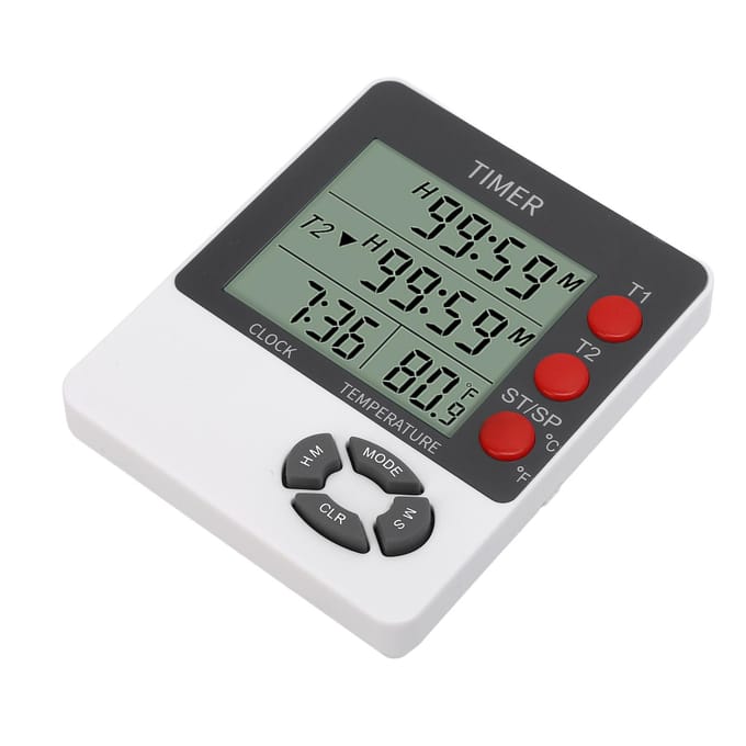 Timer Grote LED Display Temperatuurmeting Digitale Aftel Opteltimer Klok voor Koken Oefening Bakken gray