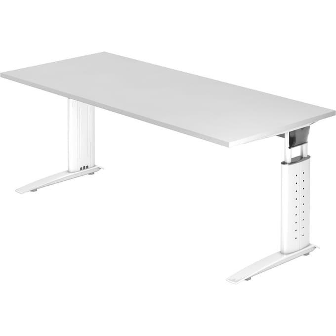 Bureautafel TARVIS, C-poot, vierkant, B 1800 mm, onderstel wit, in hoogte verstelbaar, wit
