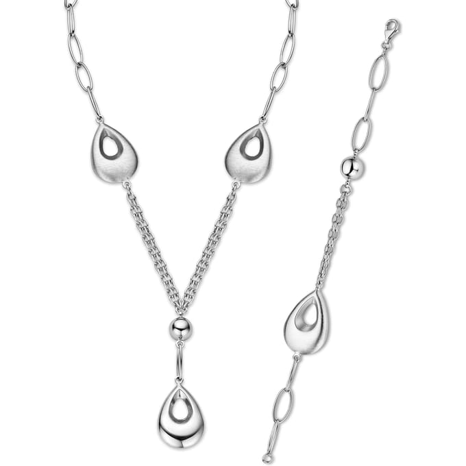 Orphelia Dames 925 Sterling Zilver Set: Ketting + Armband - Zilver SET-028