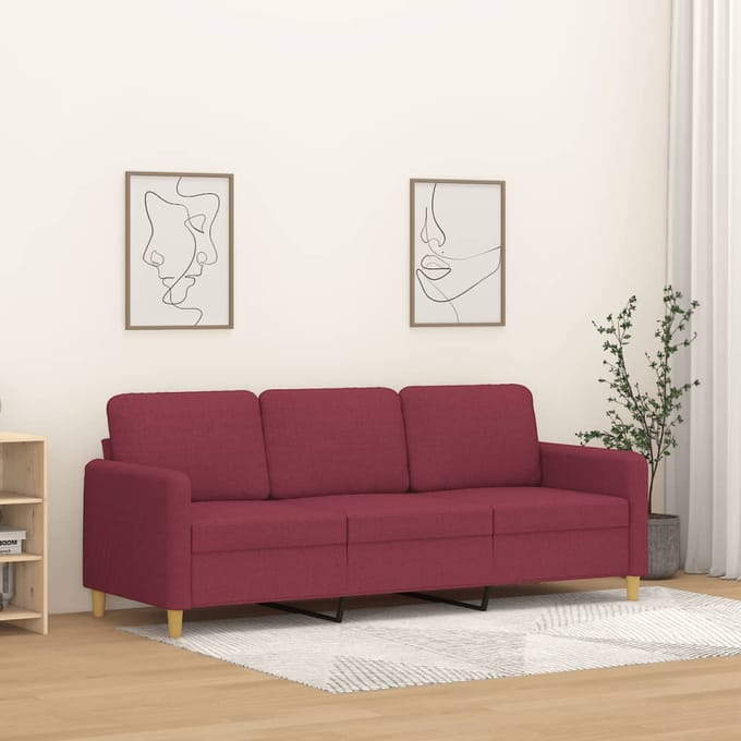 vidaXL - Driezitsbank - 180 - cm - stof - wijnrood