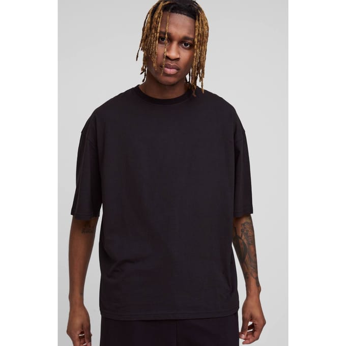Tall Oversized Boxy Essential T-Shirt | Black | Size Small