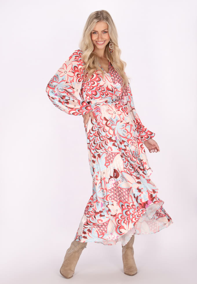 IZIA Jurk Dames Rood Veelkleurig