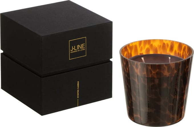 J-Line geurkaars Noa - Sandalwood - glas - bruin - small - 50U