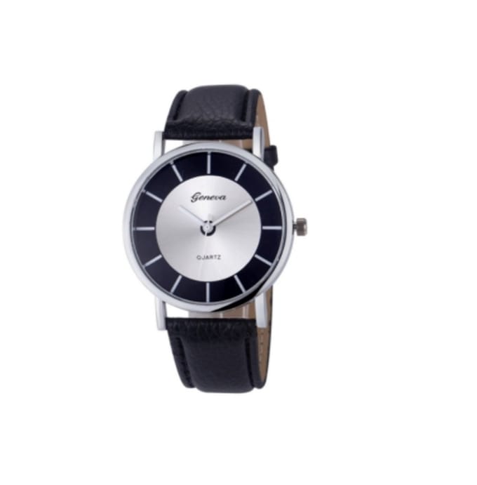 Hidzo Horloge Geneve Quartz Ø 37 mm - Zwart - In horlogedoosje