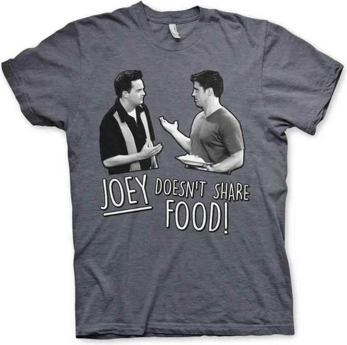 Friends Heren Tshirt -S- Joey Doesn't Share Food Grijs