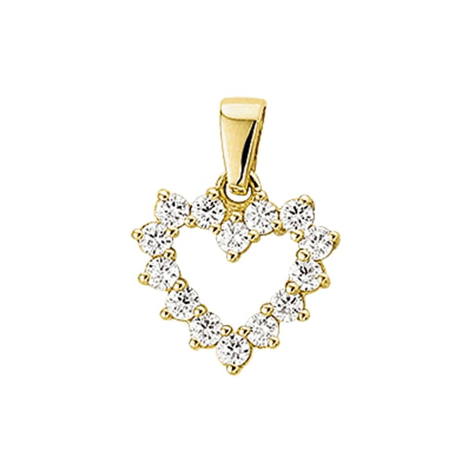 The Jewelry Collection Hanger Hart Zirkonia - Goud