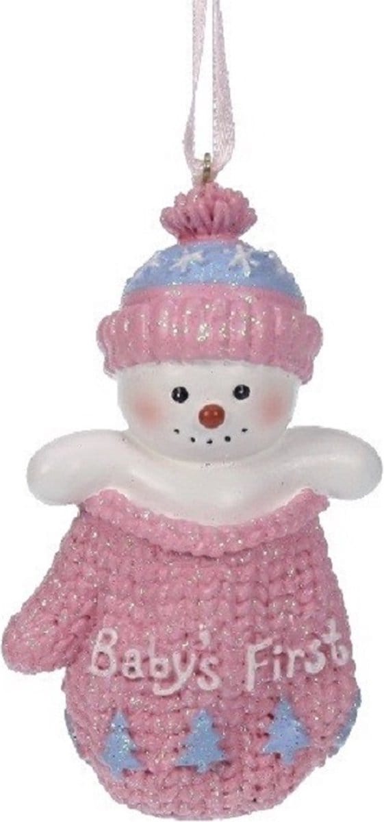 Meander Kerstornament sneeuwpop Baby's First rose