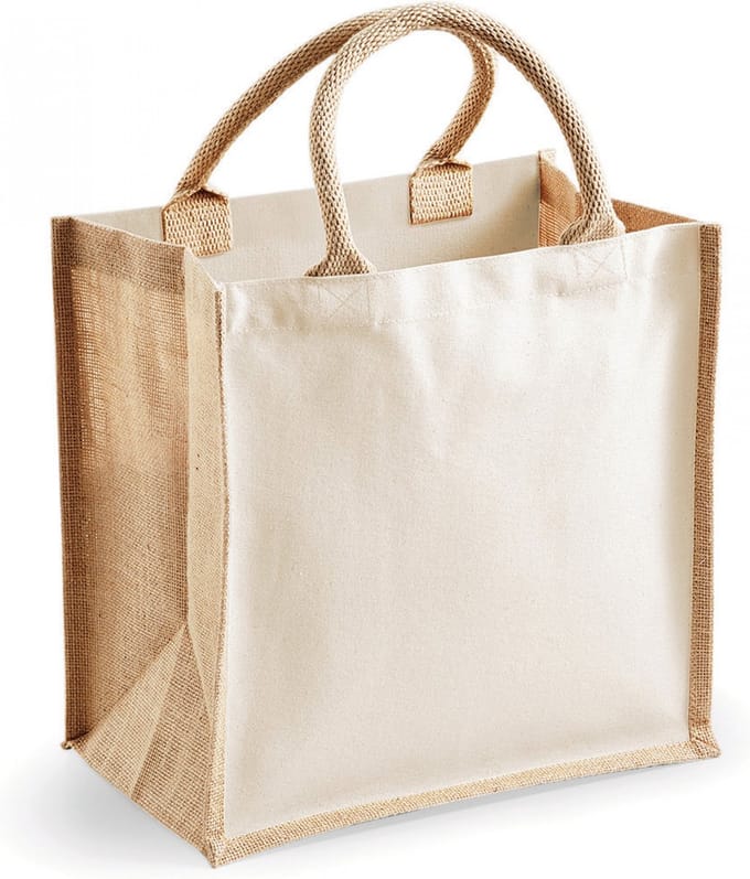 Westford Mill Printers Midi Jute Bag WM421 - Natural - 30 x 30 x 19 cm