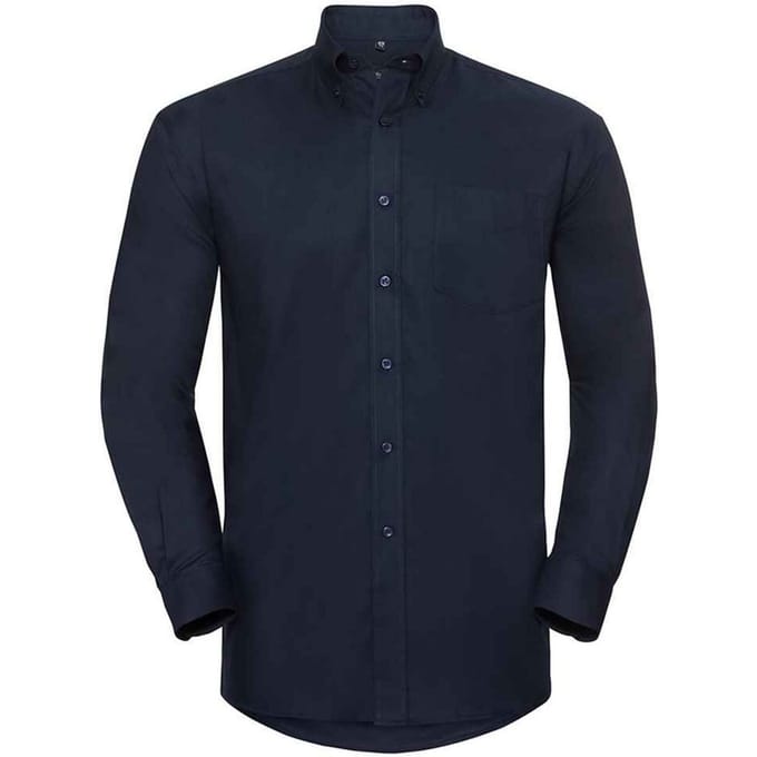 Russell Collection Heren Oxford Formeel Overhemd Met Lange Mouwen (Heldere marine)