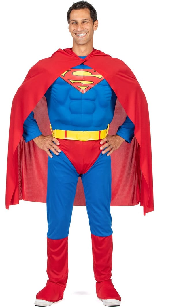 Superman Deluxe Muscle - Carnavalskleding - Maat L - Rood