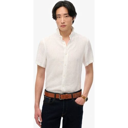 Superdry Geborduurd Vacation Linnen Overhemd Wit Grootte: M
