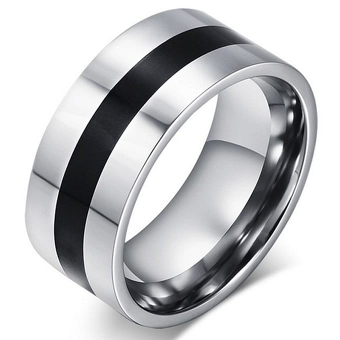RVS heren ring Black Line 9mm-18mm